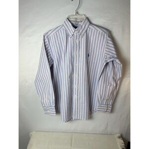 Ralph Lauren Polo collared Button Down Shirt Boys Small 8 / 10 Blue Red Striped